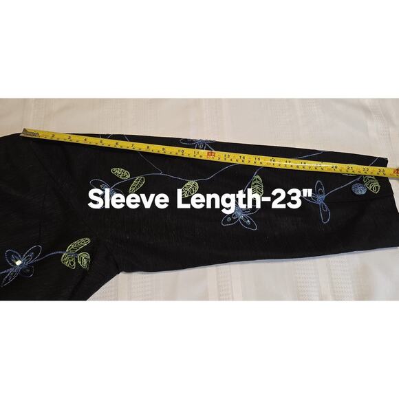 VTG Silk Embroidered Floral Black Jacket Top Plus 2X Sequins Artsy Art To Wear - Picture 15 of 16